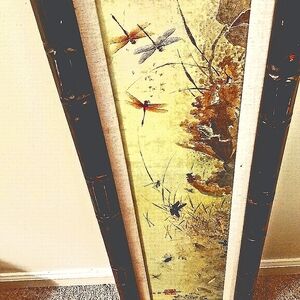 Yoga, Asian inspired, dragonflies print matted, framed